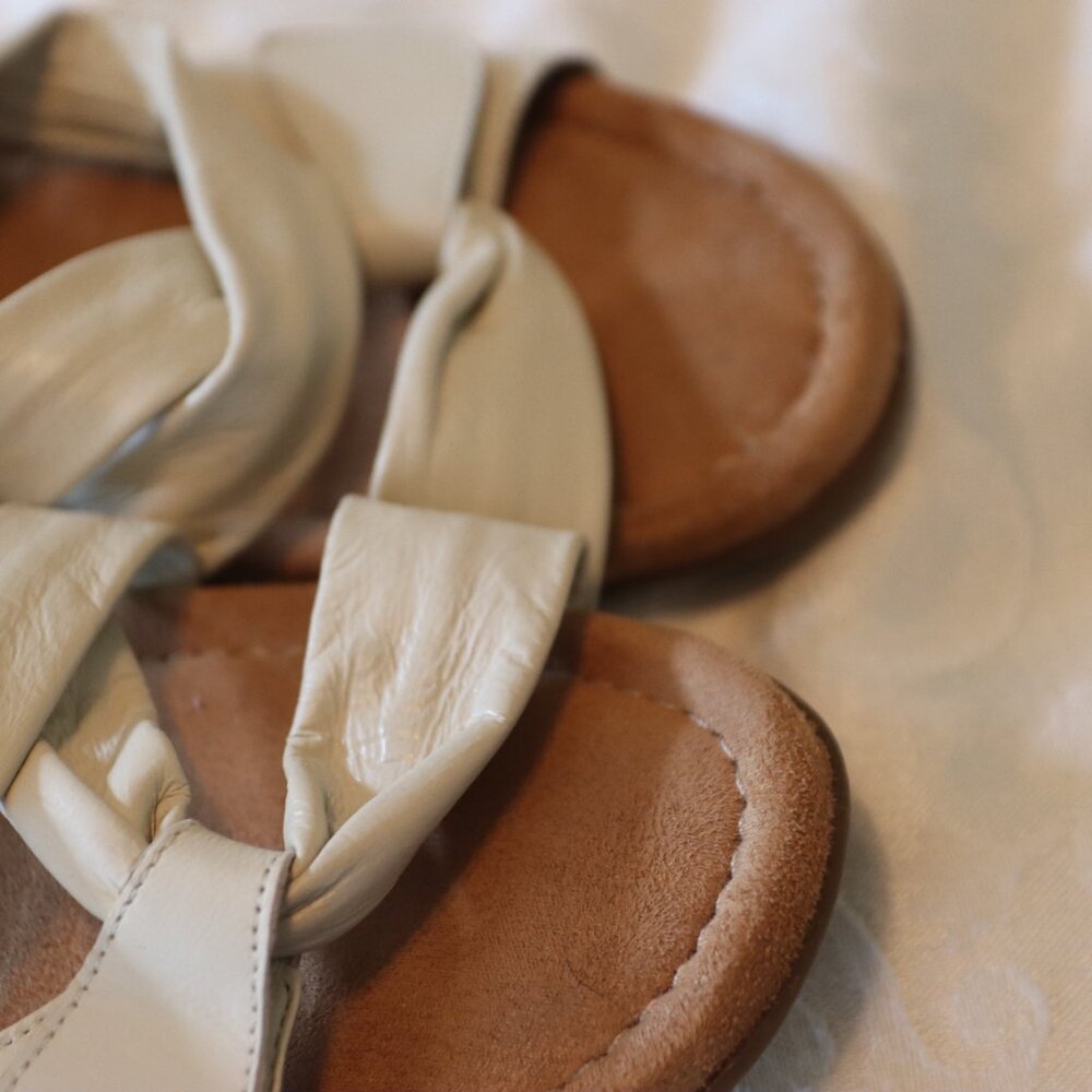 Bjorndal Double Time Off White Leather Upper Adjustable Sandals Size 9.5 - Picture 10 of 16